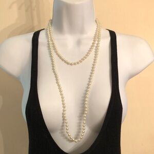 BUNDLE lot two vintage knotted glass faux pearl necklaces
